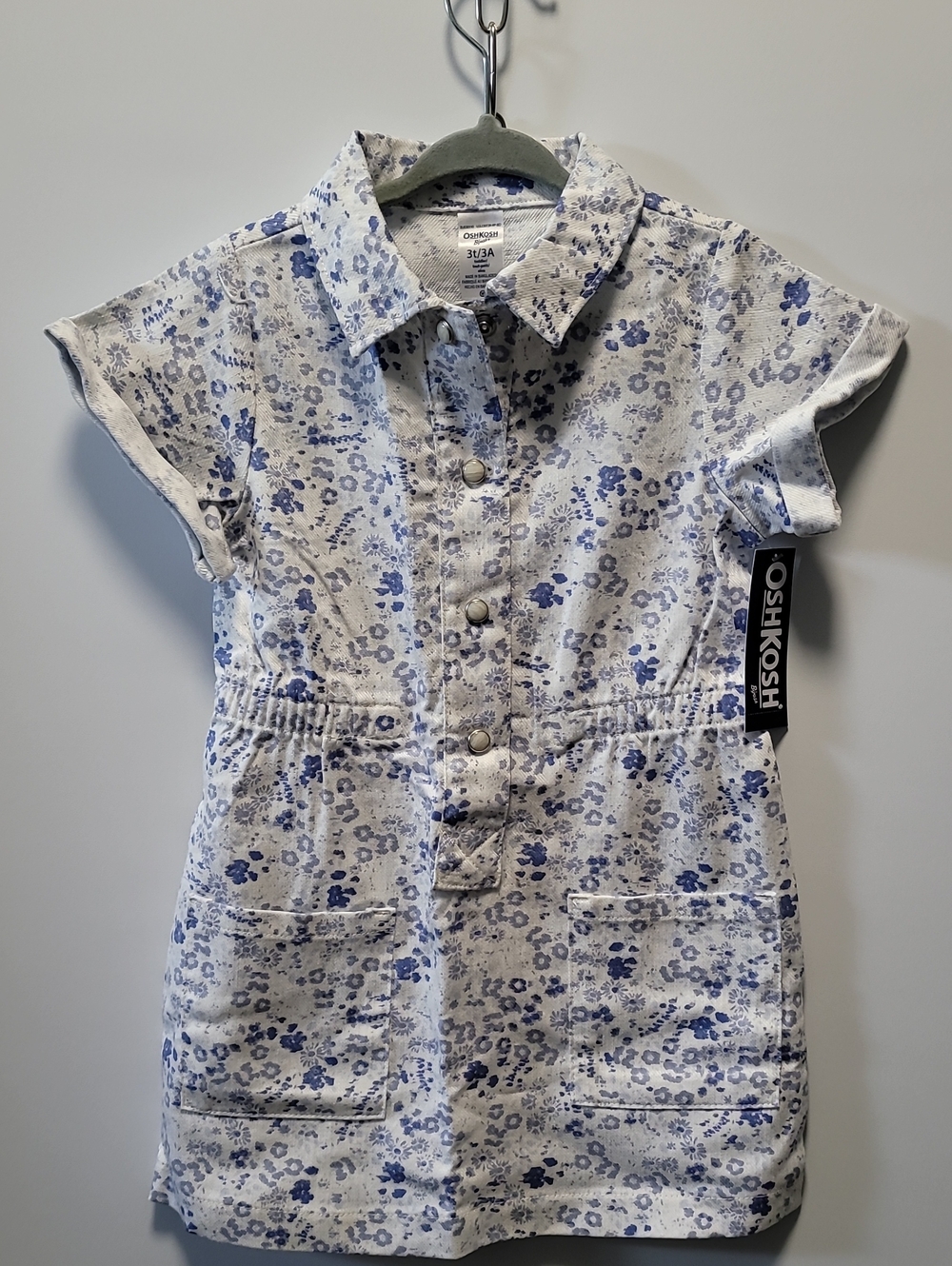OshKosh B'gosh White & Blue Floral Button-Front Dress